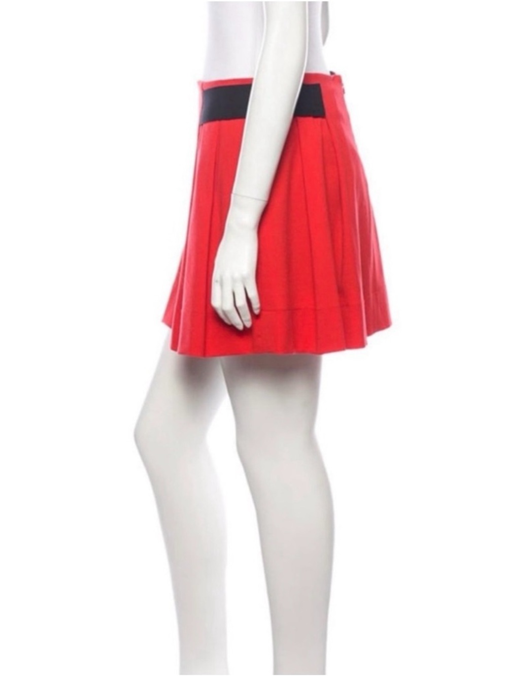 Proenza Schouler Red A-Line Skirt with Black Accent - Picture 3 of 5